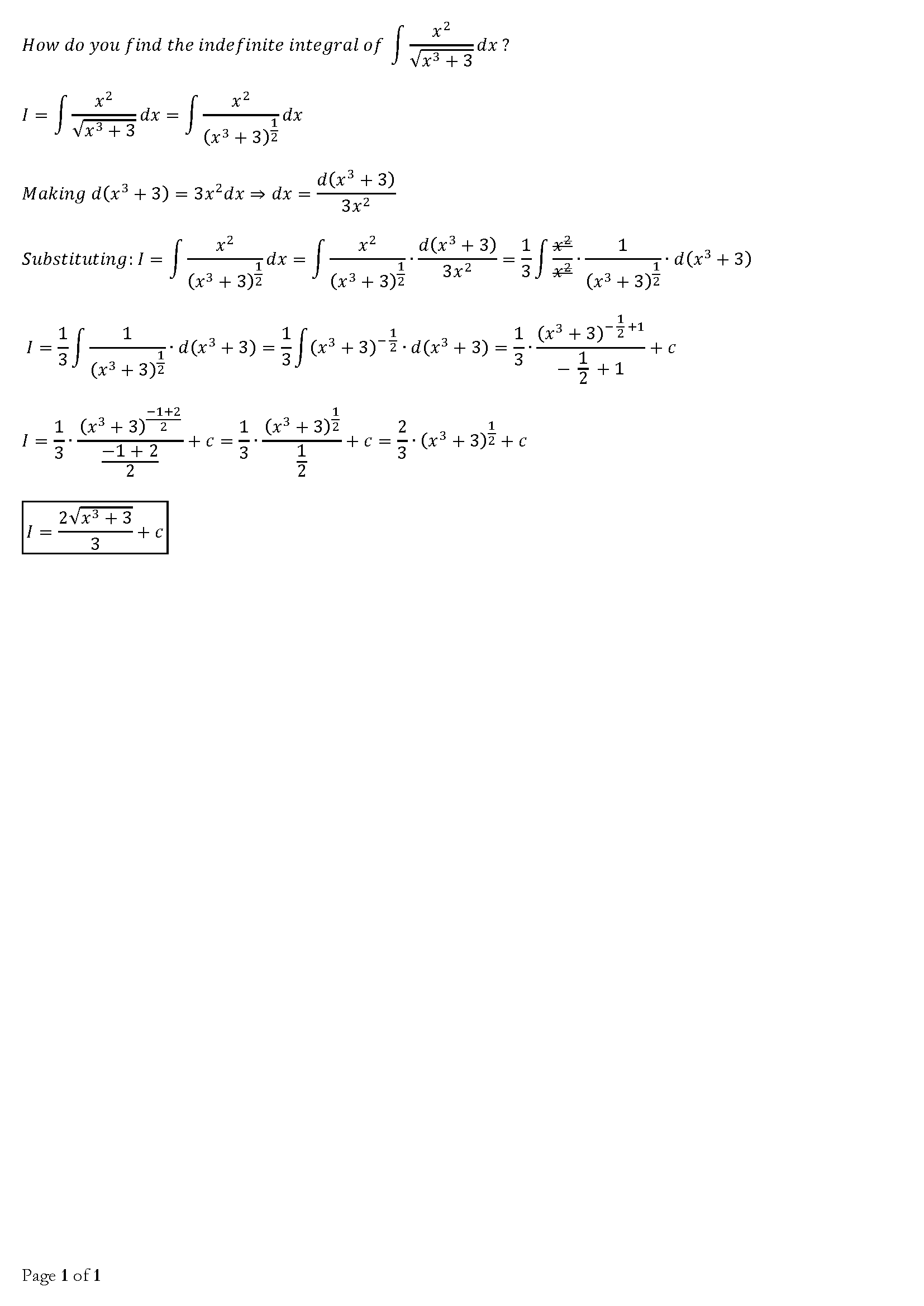 how-do-you-find-the-indefinite-integral-of-int-x-2-sqrt-x-3-3-dx